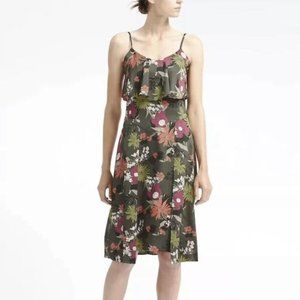 EUC Banana Republic Print Strappy Tiered Dress Green Print